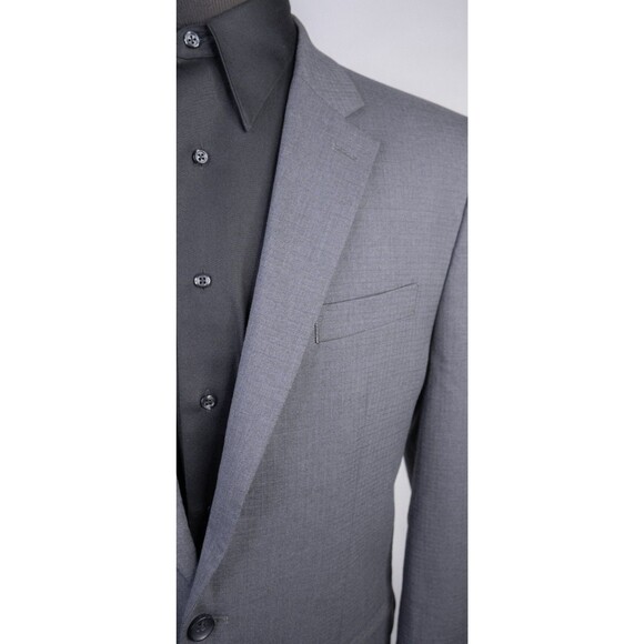 Haggar Sport Coat Blazer Sz 44L Micro Check Gray Two Button Classic fit Poly EUC - Picture 4 of 13